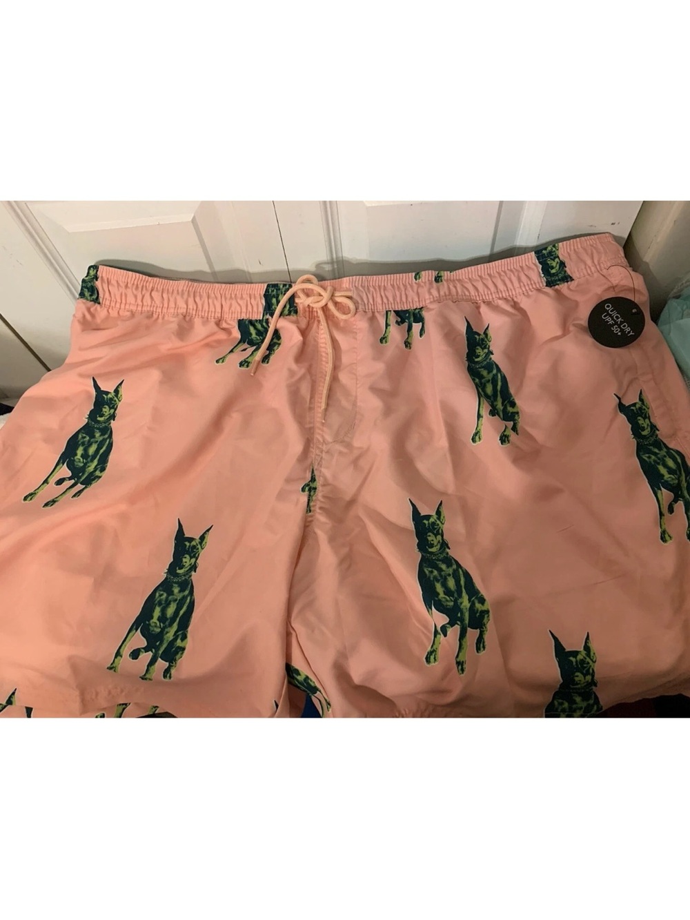 No Boundaries Big Men's Sz 3XL Elastic Waist Dog Swim Trunks, 7" Inseam - Picture 4 of 8